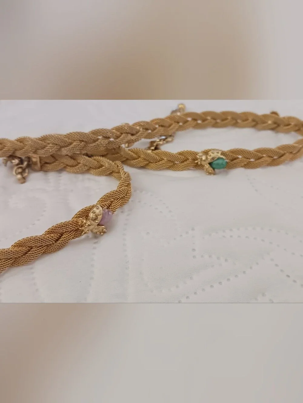 Waist Chain Belly Belt Goldtone With Multicolor Ladybug Accents
